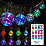 G40 30ft Outdoor String Lights, Waterproof Rgb Color Changing Hanging Lights. Fixed Price $51.56.