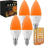 E12 Amber Sleep Light Bulbs 1600k With Remote Control, Candelabra Blue Blo. Fixed Price $38.25.
