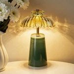 Mj Premier Cordless Lamp, Battery Operated Lamp With Timer, Crystal Glass Flo.... Fixed Price $81.69.