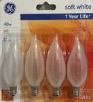 4 Ge 40w Frosted White Flame Tip Ca-type Light Bulbs W/candelabra Base. Fixed Price $15.79.