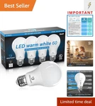 Great Eagle A19 Led Light Bulbs 60 Watt Equivalent - Listed Warm White 270.... Fixed Price $13.99.