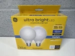 Ge Ultra Bright Led 100 Watt Replacement, Daylight, G25 Vanity - 2 Globe Bulbs. Fixed Price $14.50.