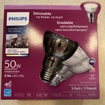 Philips Indoor Par20 Flood Light - Led 50w Two 3 Packs. Fixed Price $26.00.