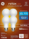 Ge Relax 4-pack 60 W Equivalent Dimmable Soft White A19 Led Light Fixture Lig.... Fixed Price $10.99.