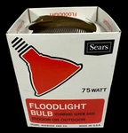 Indoor Outdoor Flood Light Bulb 75 Watt Sears Standard Screw Base 2000 Hours Usa. Fixed Price $11.99.