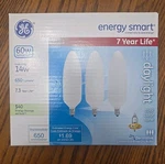 Ge Decorative Light Bulb 14 Watt = 60 Candelabra Base Cfl (2 Bulbs Only). Fixed Price $6.99.