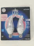 Pack Of 2 Ge Led 40 Watt, 300 Lumens Lightbulbs Candle Tip, Soft White, Frosted. Fixed Price $7.99.