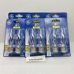 12 Ge Light Bulbs 40watts Bent Tip Crystal Clear Medium Base Decorative, 6-pk. Fixed Price $19.95.