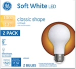 2 Pack Ge Soft White Led Classic Shape Bulb 13 Watt 100 Replacement A21. Fixed Price $19.99.