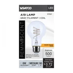 Satco S11521 - 6 Watt Led A19 Gray Coil Vintage Bulbs 2700k (2,6, Or 12 Pk). Fixed Price $16.19.