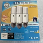 Ge Led Bright Stiklight Bulbs Generalpurpose 60 Watt800 Lumen Softwhite Pc. Fixed Price $16.90.