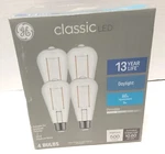 4 Ge Classic 60-watt Clear St19 Daylight Bright Led Bulbs W/standard Medium Base. Fixed Price $21.00.