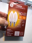 Nib Set Of 2 Ge Relax 40w Led Dimmable Candelabra Base Bulbs, Clear. Fixed Price $4.99.