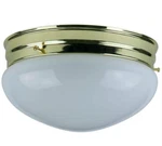 Sunlite Polished Brass 9" Dome 2-light Flush Mount White Mushroom Ceiling Light. Fixed Price $24.95.