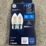 Ge Reveal Led Hd+light 5w 60w Replacement Dimmable Clear 2 Bulbs. Fixed Price $14.99.