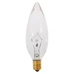 Satco A3620 - 15 Watt Candelabra Base Clear Light Bulbs 130 Volt (25 Pack). Fixed Price $26.99.