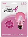 Feit Electric Pink Dimmable Filament Susan G Komen Led Light Bulb. Fixed Price $14.95.