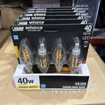 Bpctc40930cafil/4 Feit Electric B10 3.3 Watt Candelabra Bulbs (e12)bw 3000k 4-pk. Fixed Price $12.00.