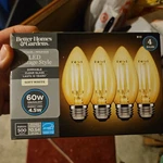 4 Better Homes 60-watt Clear Vintage Style B10 Led Bulbs W/standard Base - New. Fixed Price $7.00.
