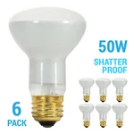 6 Pack 50r20 50w R20 Shatter Proof Medium E26 Base Frosted 120v Bulb. Fixed Price $28.00.