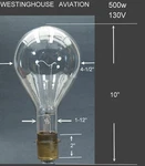 Vintage 10" Westinghouse Aviation Light Bulb 500 Watts 130 Volts Working Nos. Fixed Price $34.50.