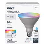 Feit Smart Home Par38 E26 Led 90w Equiv Color Changing Wifi Bulb. Fixed Price $47.25.