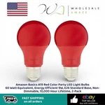 Amazon Basics A19 Red Color Party Led Light Bulbs 60 Watt Equivalent. Fixed Price $14.99.