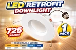 Sylvania Led 5/6" Retrofit Downlight 725 Lumens Dimmable Selectable White. Fixed Price $9.99.