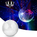 Disco Ball With Motor And Light, 8" Hanging Mirror Black Silver. Fixed Price $55.70.