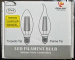 3 Opalray Dimmable Led Filament Bulbs Candelabra Flame Tip 2w 2700k. Fixed Price $17.99.