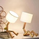 Mumeng Robot Cute Desk Lamp Set Of 2, Wooden Bedside Table Unique Fun. Fixed Price $96.57.