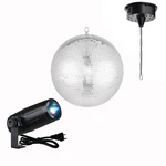 Yescom 16" Large Mirror Disco Ball With Motor & 8 Pinspot Led Light Event Stage. Fixed Price $319.90.