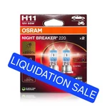 Osram Night Breaker 220 H11 Halogen Headlight Bulbs Pack 2 Silverstar Ultra. Fixed Price $28.99.