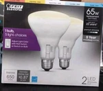 Feit Led Br30 E26 Medium Light Bulb White Color Changing 65 Watt. Fixed Price $14.79.