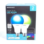 2pk Merkury Innovations Smart Wi-fi Led Bulbs Multi-color A21 Alexa Google Home. Fixed Price $12.99.