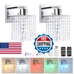 Shenmoyl Set Of 2 Crystal Battery Operated Wall Sconce Rechargeable Lamp Wi. Fixed Price $99.23.