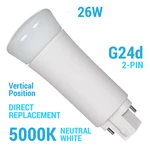 Satco Vertical Led Direct Replacement 9w =26w Cfl Pl 2-pin G24d 5000k Natural. Fixed Price $13.95.