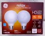 2 Bulbs Ge G25 Relax Led Soft White Light 4.5w= 40w 350 Lumens Dimmable. Fixed Price $14.99.