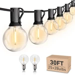 Led String Lights Outdoor 30ft Patio Waterproof With 27 G40 Shatterproof. Fixed Price $37.52.
