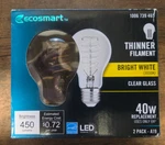Ecosmart 40w Led A19 Bright White 3000k Clear Bulb (2 Pack). Fixed Price $7.99.