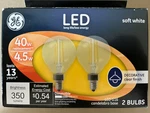 Dimmable Ge Led Soft White 2700k Clear Finish Bulbs 4.5 Watt 350 Lumen G16. Fixed Price $6.95.