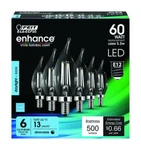Feit Enhance Ca10 E12 (candelabra) Filament Led Bulb Daylight 60 Watt Eq 6 Pk. Fixed Price $22.95.