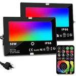 Hekee Led Flood Light Outdoor 50w Rgb Color Changing Floodlight Remote Control. Fixed Price $61.17.