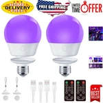 E26 Rechargeable Uv Light Bulbs - 2 Pack Remote & Timer For Parties Body Art. Fixed Price $32.19.