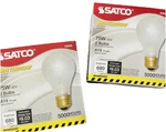 2-pk. 4-bulb Satco Shatterproof 75w - 130v Frost A19 Lightbulbs. Fixed Price $13.00.