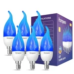 Hompavo Led Flame Light Bulbs E12 Candle Base Blue, 3 Modes Flickering Effect. Fixed Price $46.36.