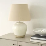 Nourison 20" White/sand Farmhouse Ceramic Pot Table Lamp For Bedroom, Living. Fixed Price $109.42.