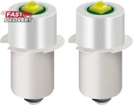 2 Pack Led Flashlight Replacement Bulb With 18v 12v 19.2v 6-24 Volt And 3w 247lm. Fixed Price $12.50.