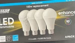 Feit Electric 100w Dimmable Led Bulb (4 Pack) Writing On Front Of Box. See Photo. Fixed Price $17.99.