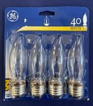 Ge 40w Clear Flame Tip Chandelier Bulbs E12 Candelabra Base 4 Pack Nos. Fixed Price $24.95.